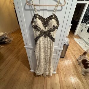 Rina di Montella Pink and Cream Embellished Dress